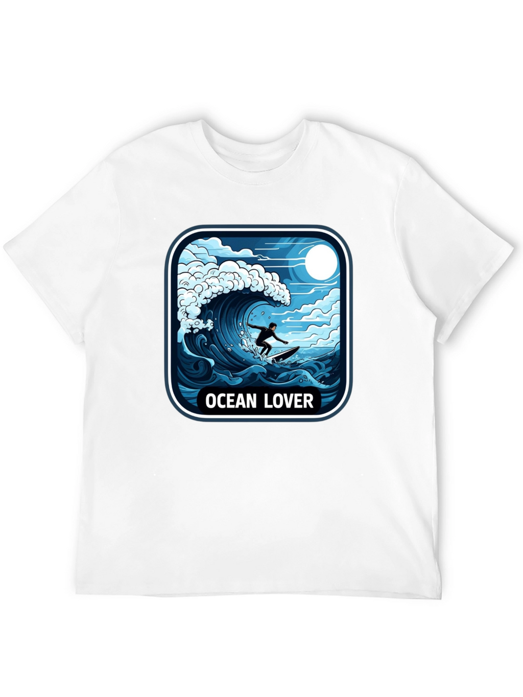 Ocean Lover Graphic Tee - Surfer Wave Design