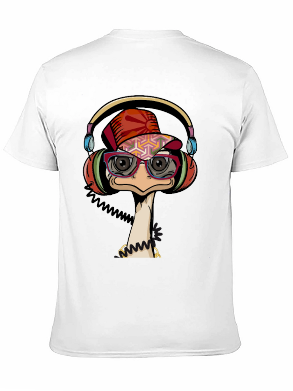 Cool Ostrich DJ Graphic Tee - Black T-Shirt