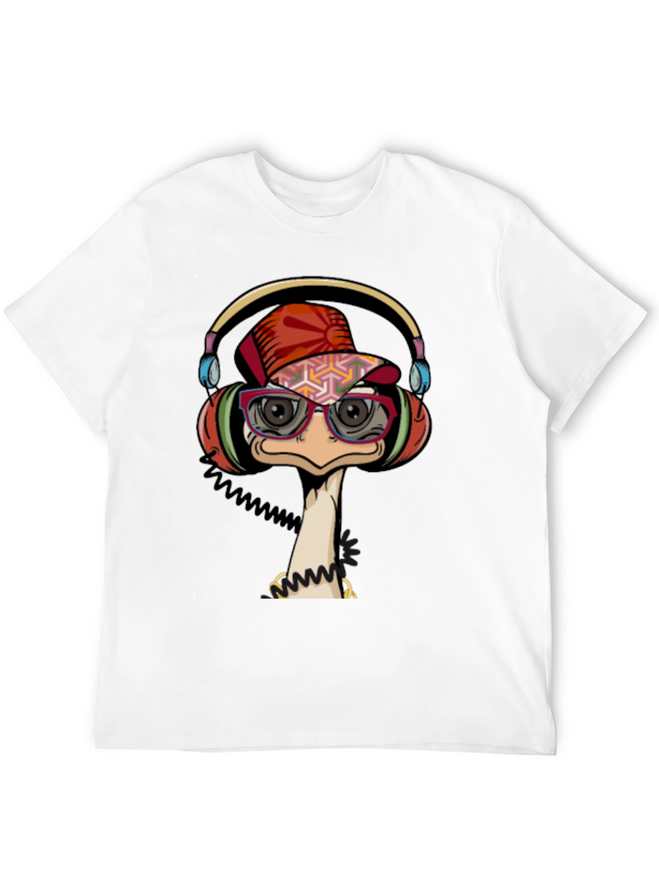 Cool Ostrich DJ Graphic Tee - Black T-Shirt