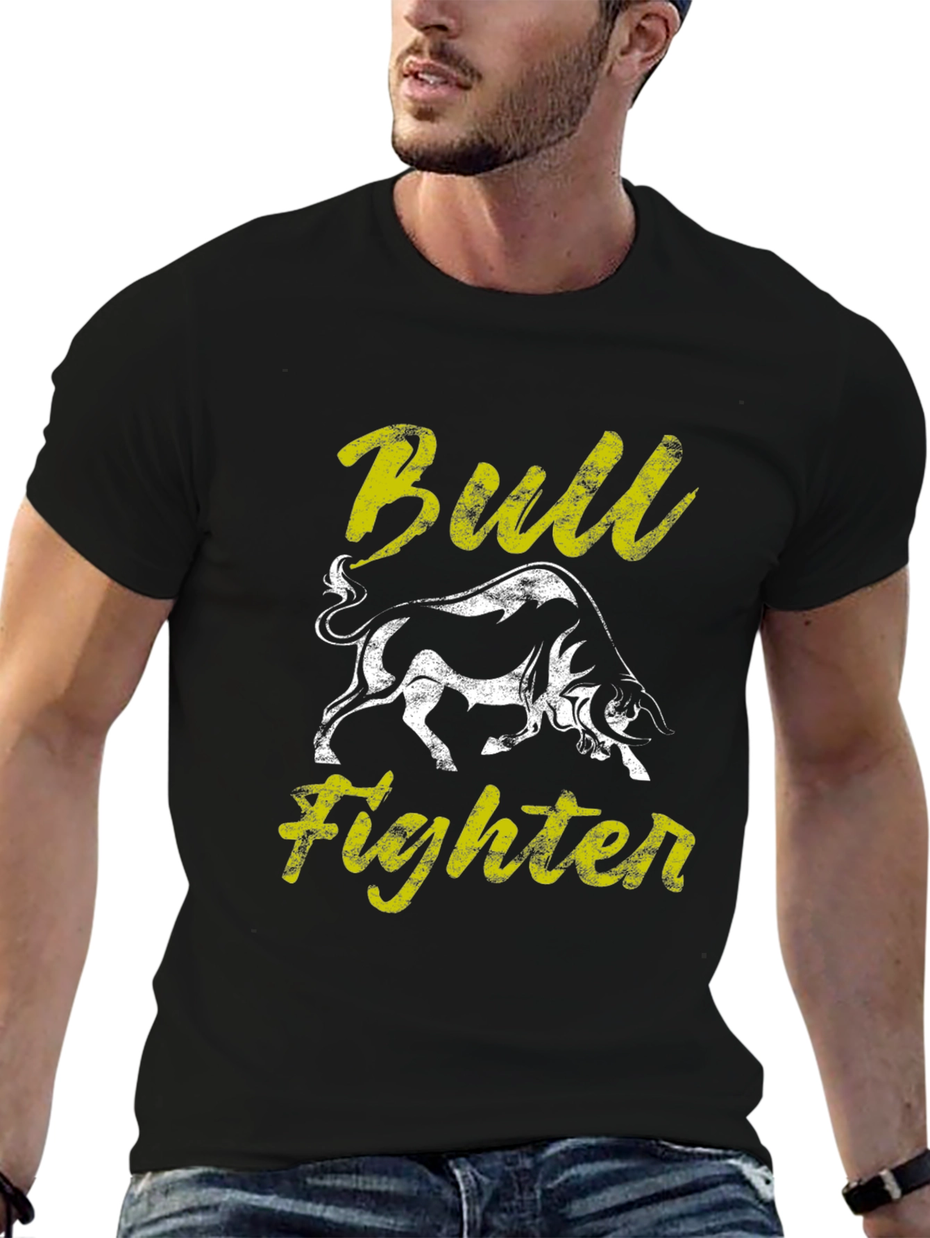 Bull Fighter Graphic Tee - Black Cotton T-Shirt