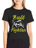 Bull Fighter Graphic Tee - Black Cotton T-Shirt