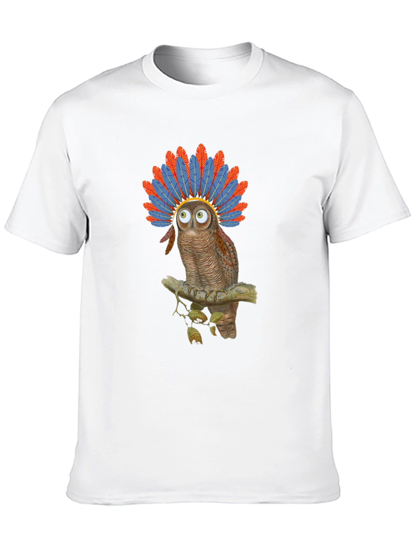 Owl Headdress Graphic T-Shirt - Quirky Bird Lover Tee