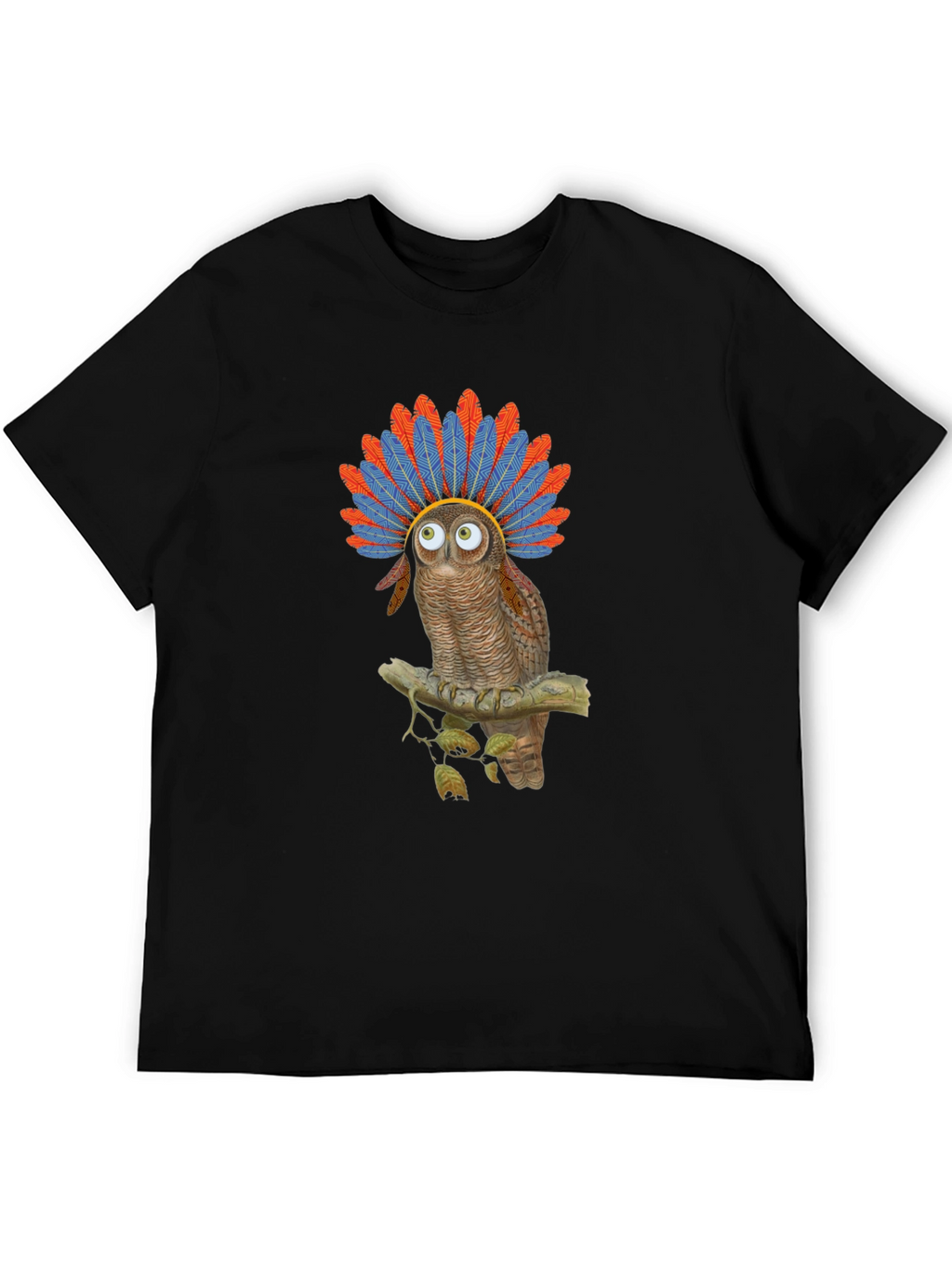 Owl Headdress Graphic T-Shirt - Quirky Bird Lover Tee