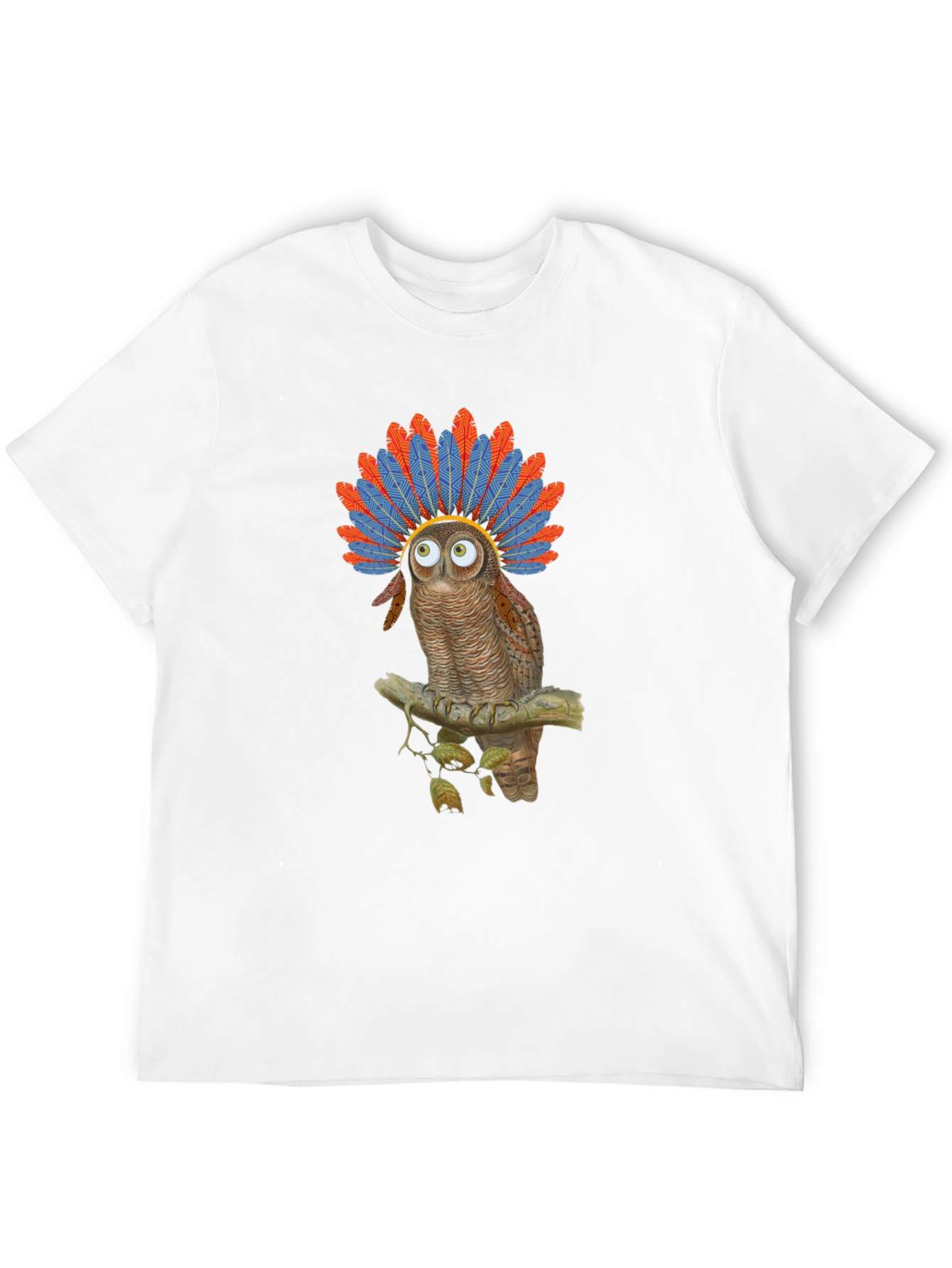 Owl Headdress Graphic T-Shirt - Quirky Bird Lover Tee