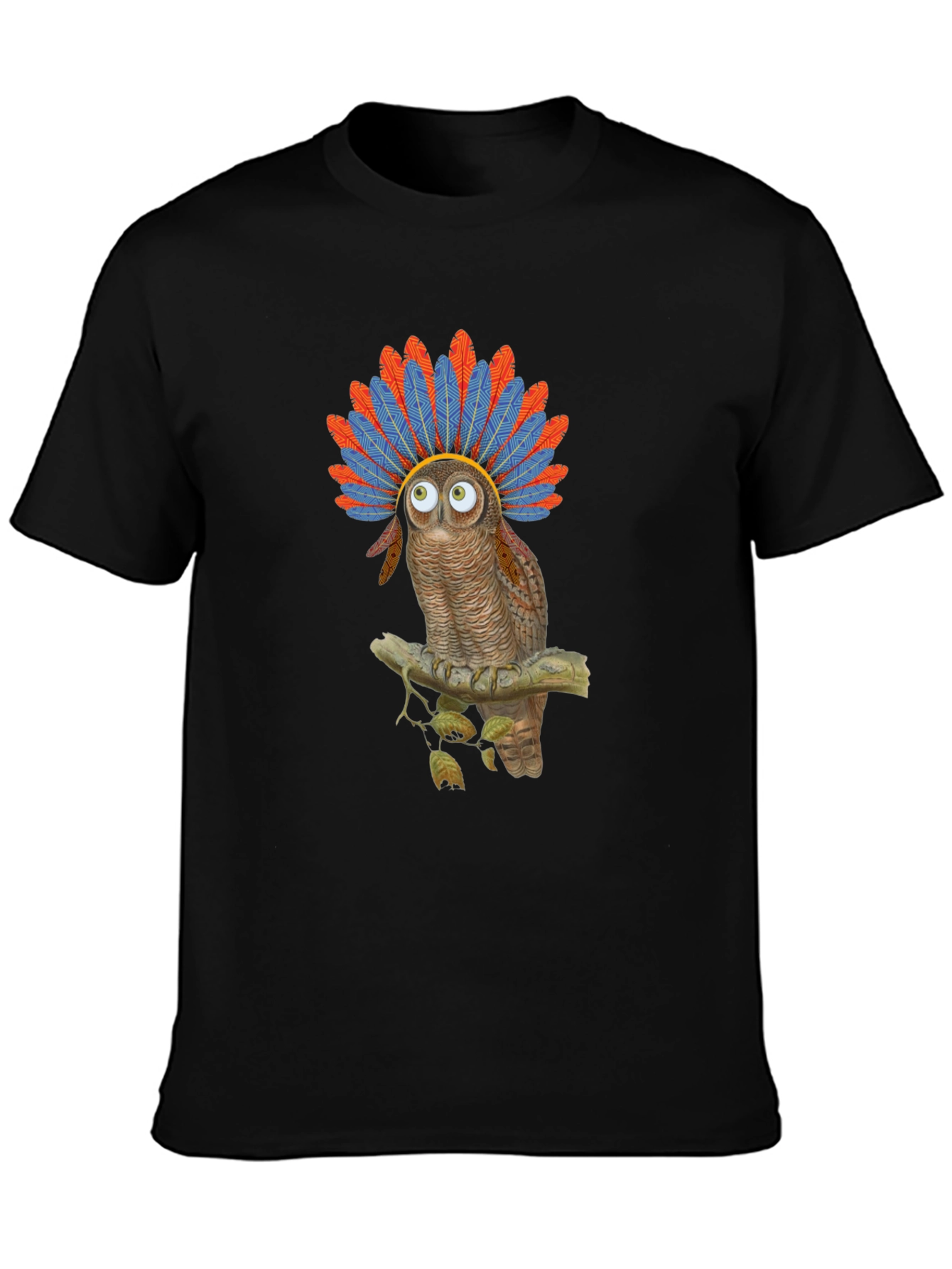 Owl Headdress Graphic T-Shirt - Quirky Bird Lover Tee