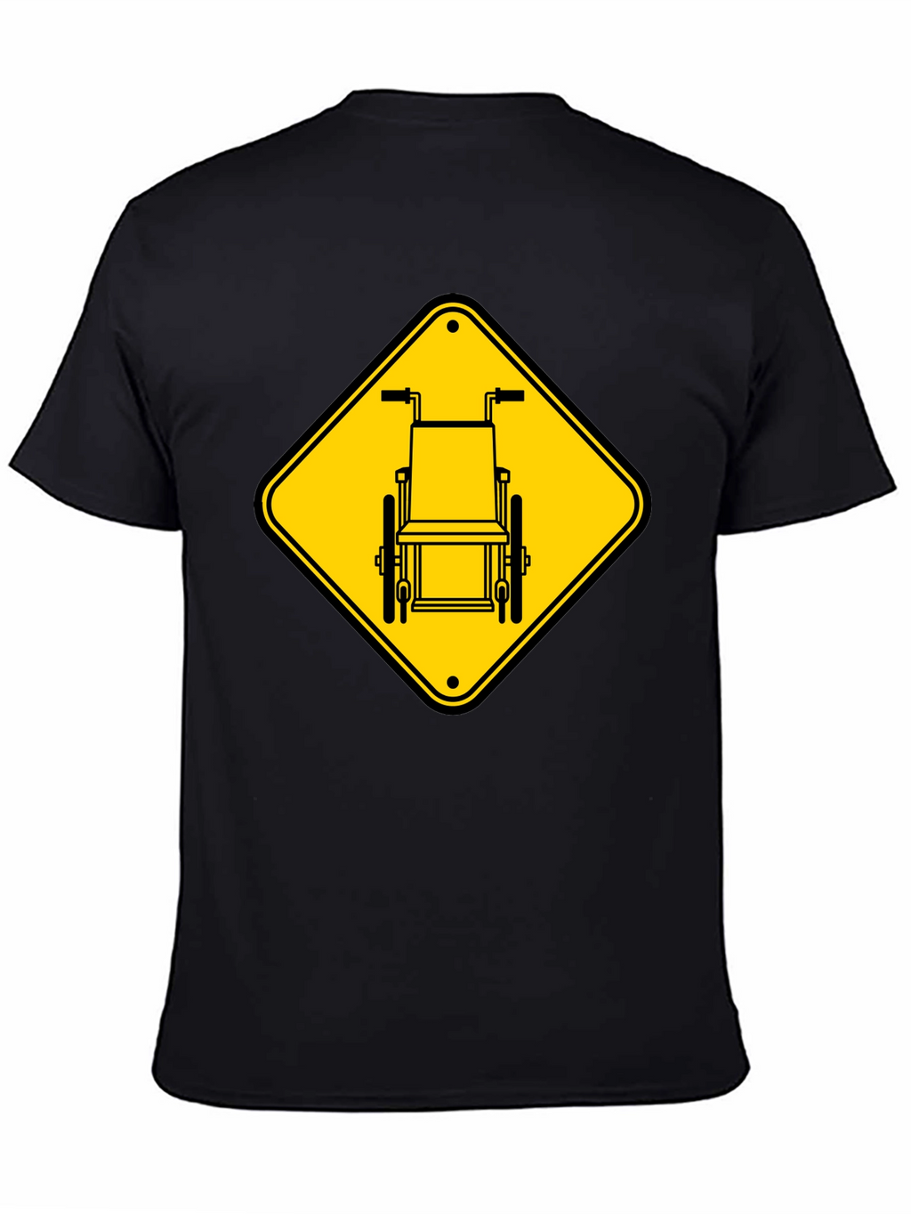 Wheelchair Sign Graphic T-Shirt - Black Cotton Blend