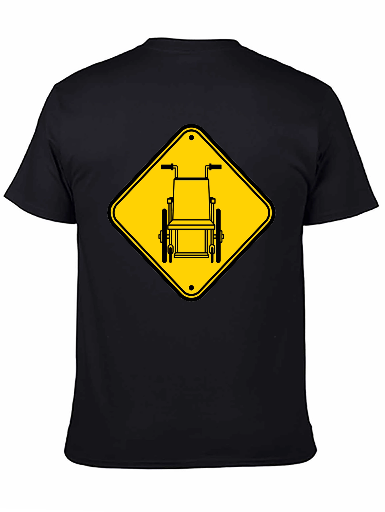 Wheelchair Sign Graphic T-Shirt - Black Cotton Blend