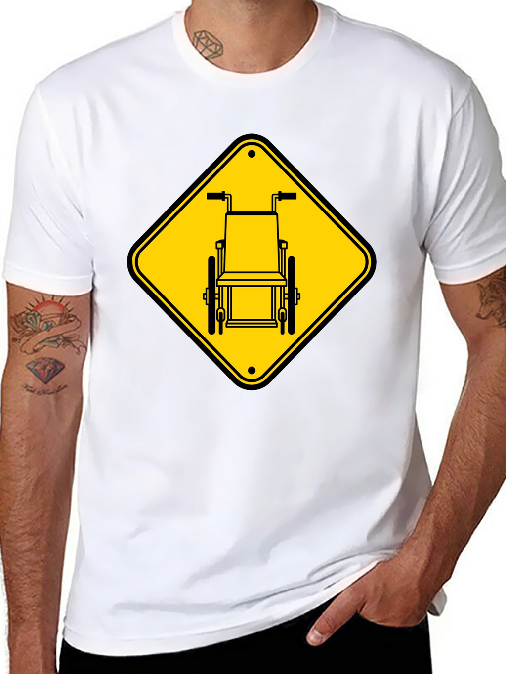 Wheelchair Sign Graphic T-Shirt - Black Cotton Blend
