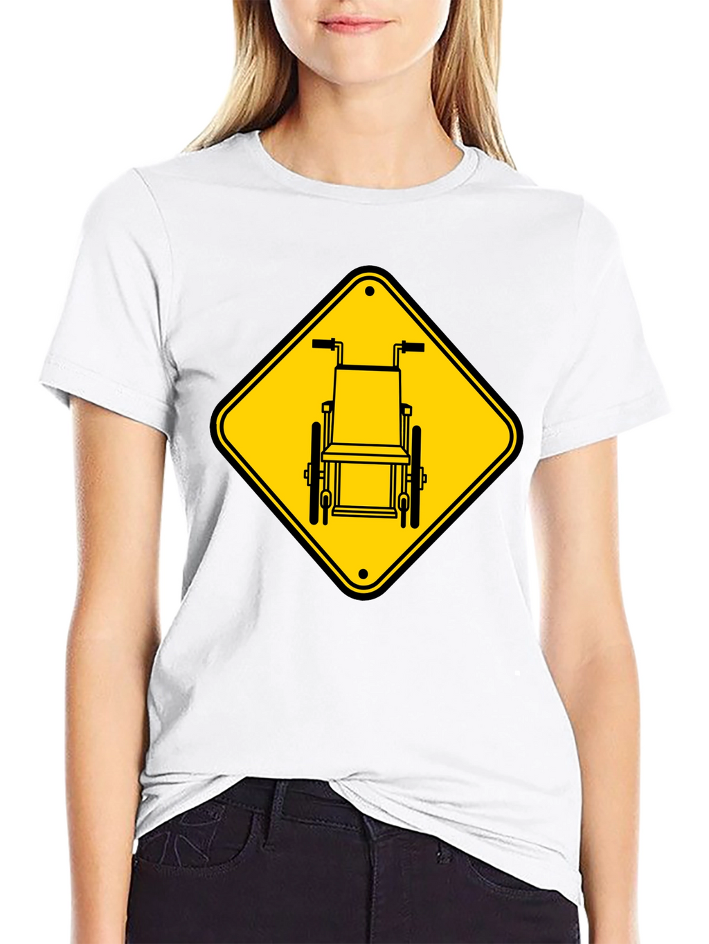 Wheelchair Sign Graphic T-Shirt - Black Cotton Blend