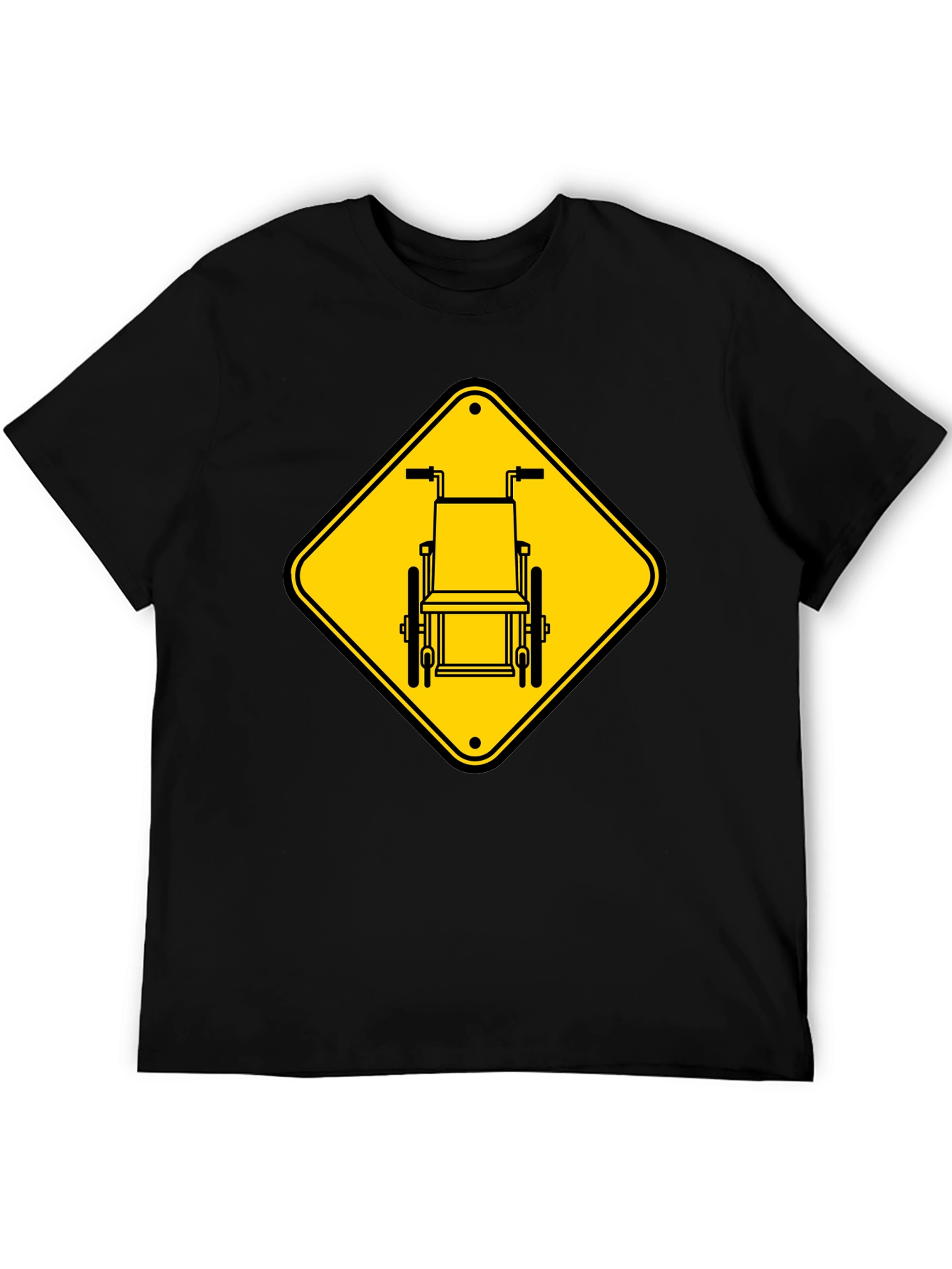 Wheelchair Sign Graphic T-Shirt - Black Cotton Blend