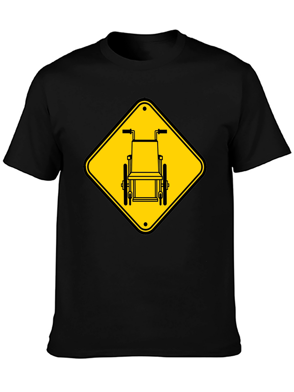 Wheelchair Sign Graphic T-Shirt - Black Cotton Blend