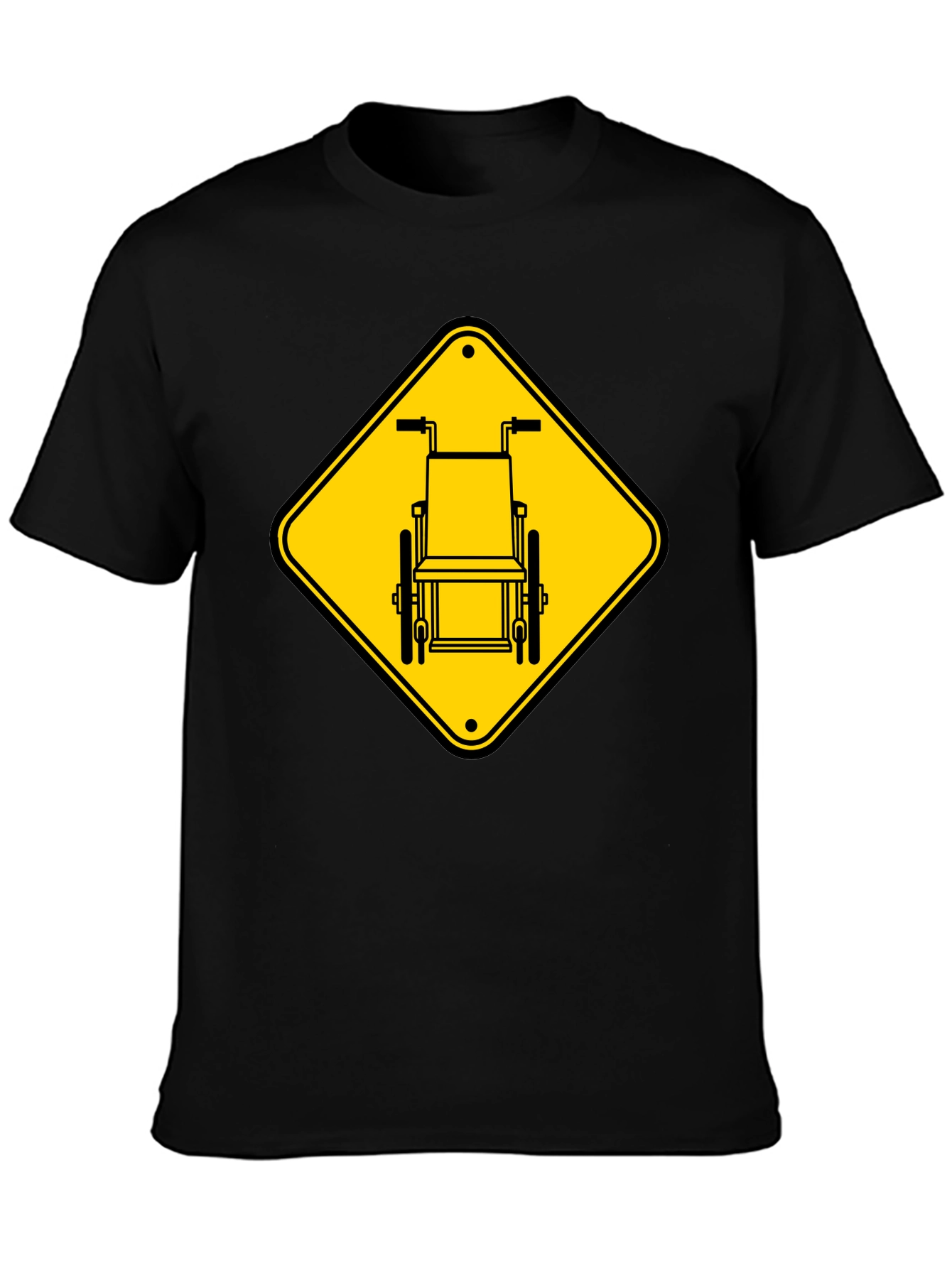 Wheelchair Sign Graphic T-Shirt - Black Cotton Blend