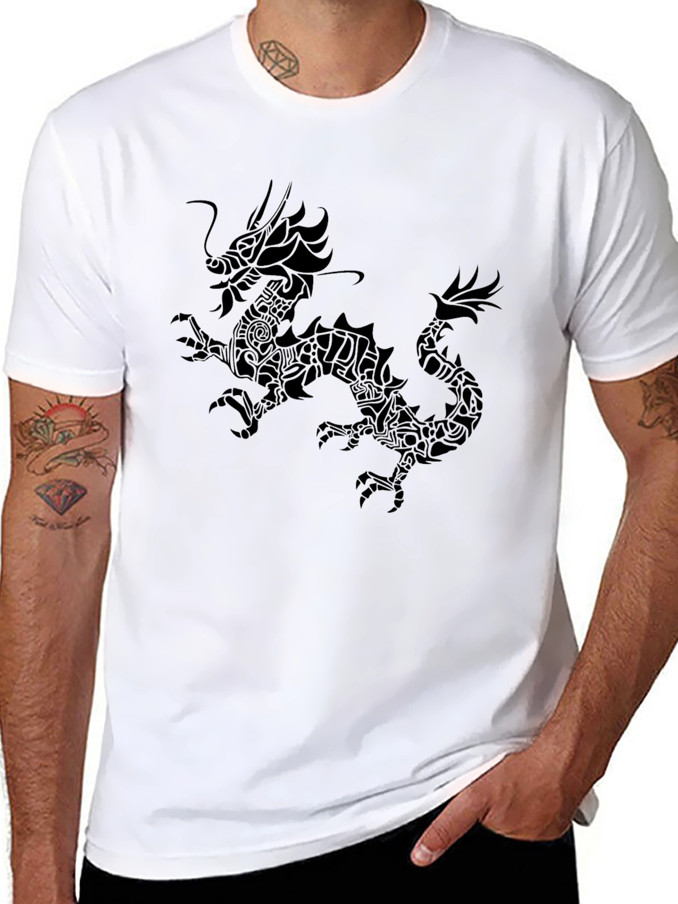 Black Dragon Graphic Tee - Mens Casual T-Shirt