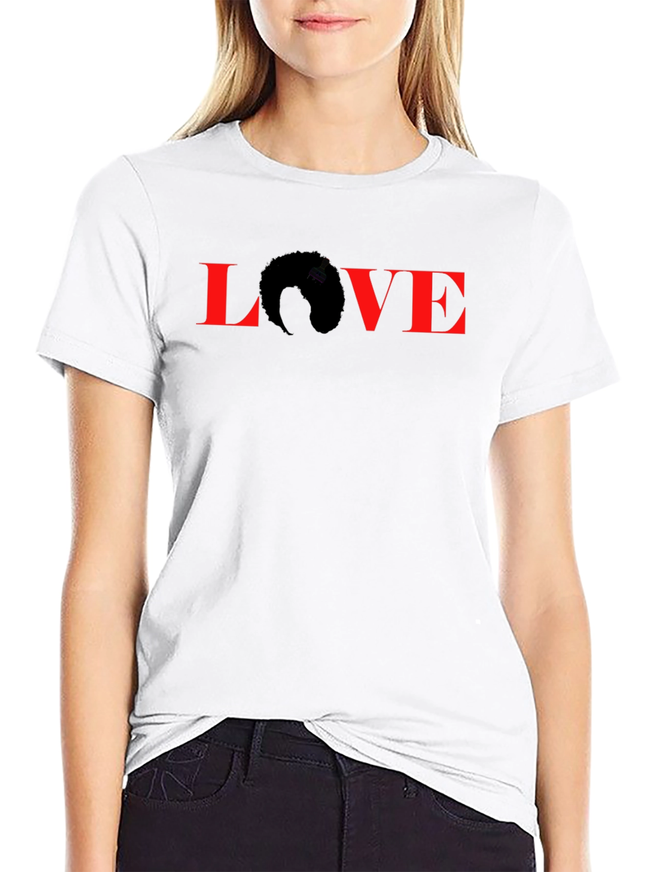 LOVE T-Shirt - Afro Hair Silhouette - Black