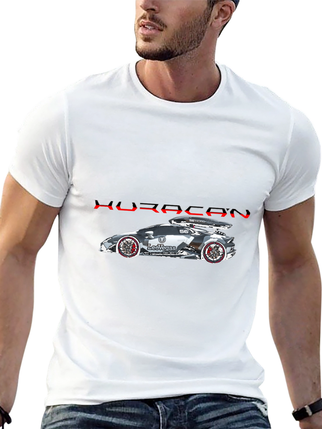 Huracan Car Graphic Black T-Shirt