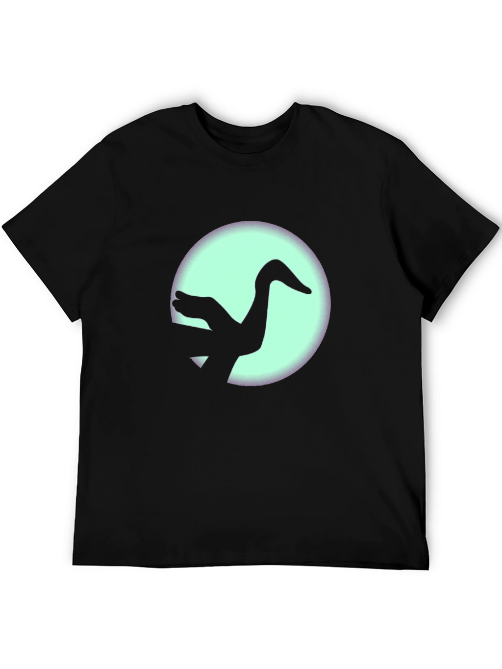 Black T-Shirt with Crane Silhouette Graphic Print