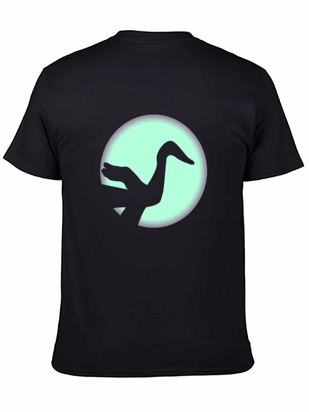 Black T-Shirt with Crane Silhouette Graphic Print