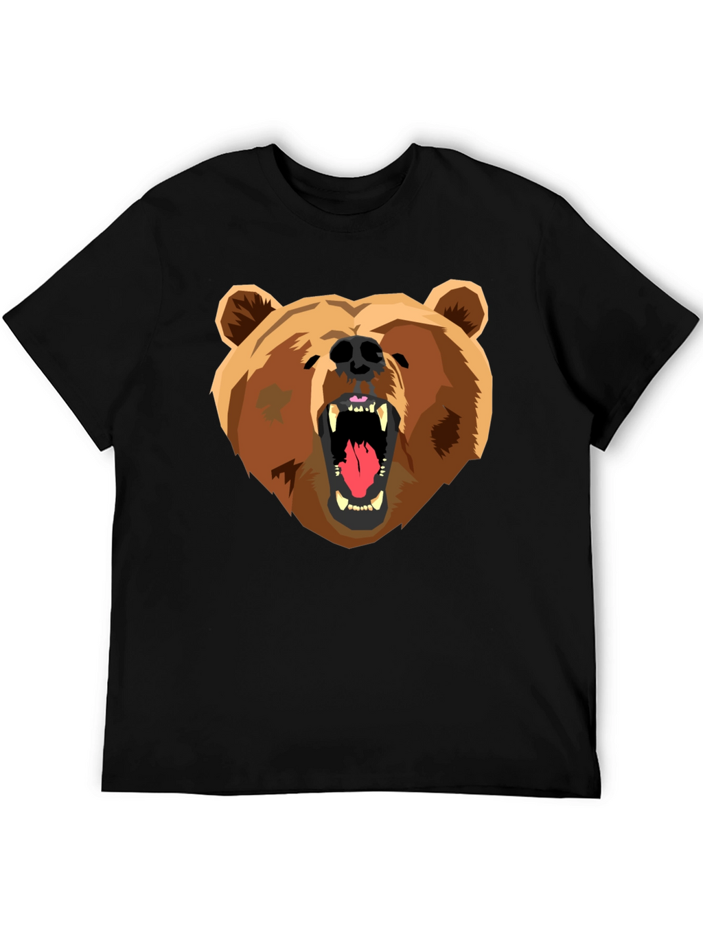 Bear Graphic Print Black T-Shirt