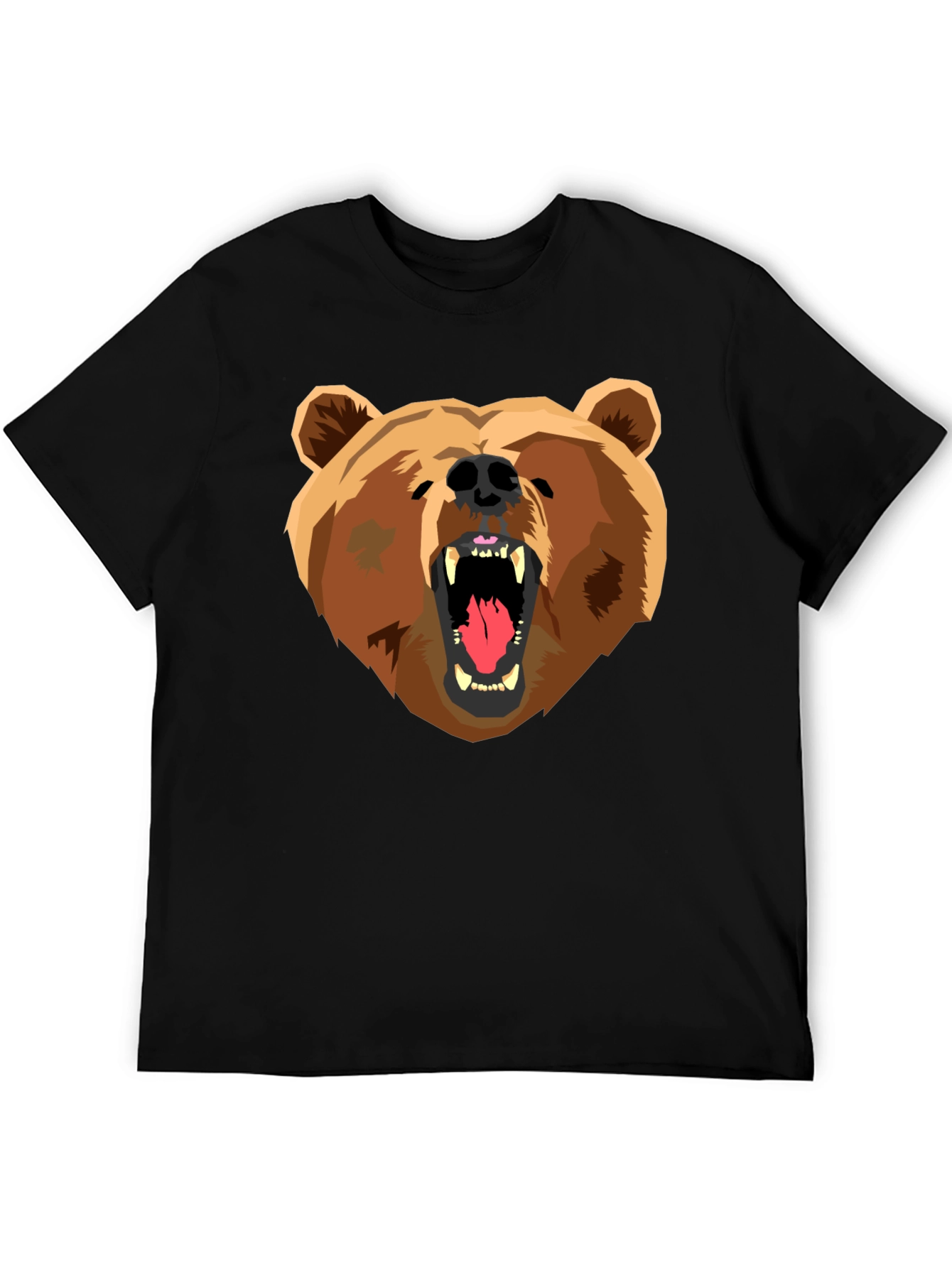 Bear Graphic Print Black T-Shirt