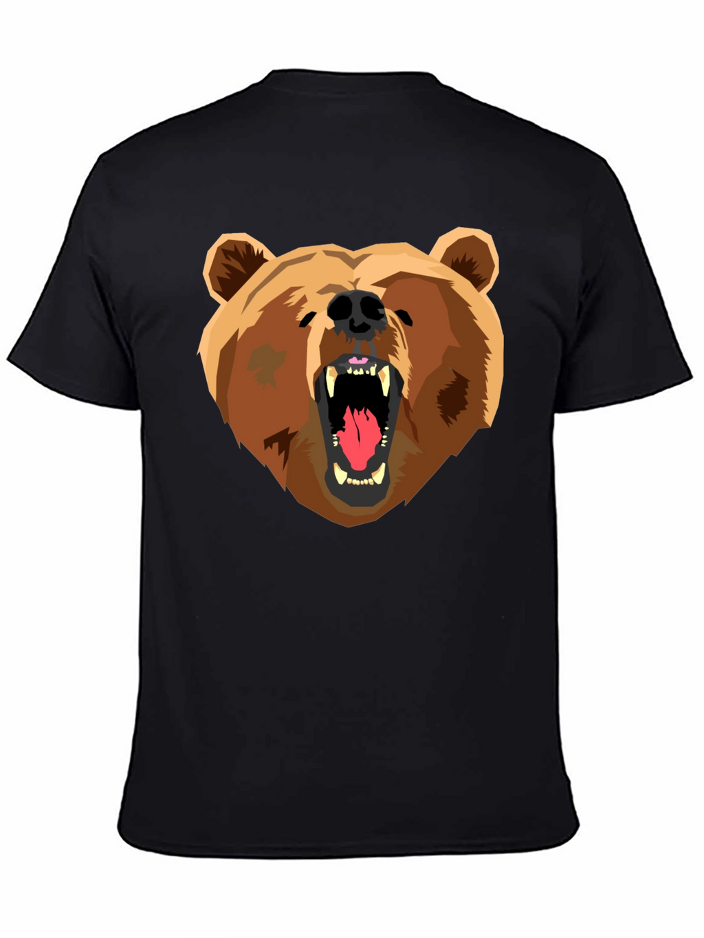 Bear Graphic Print Black T-Shirt