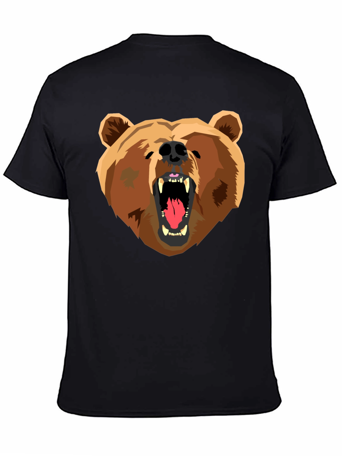 Bear Graphic Print Black T-Shirt