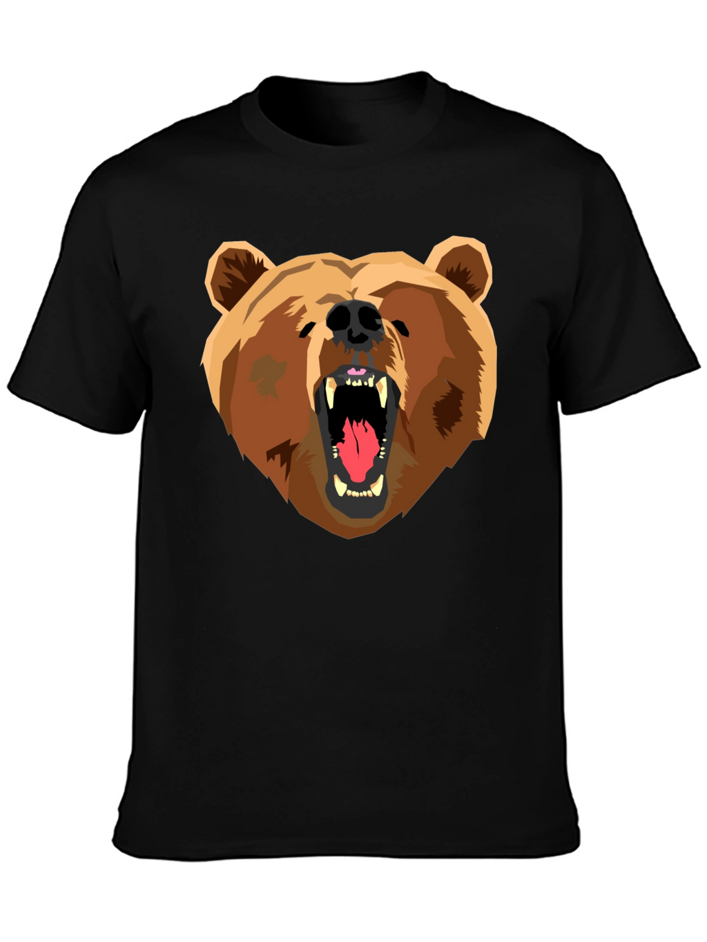 Bear Graphic Print Black T-Shirt