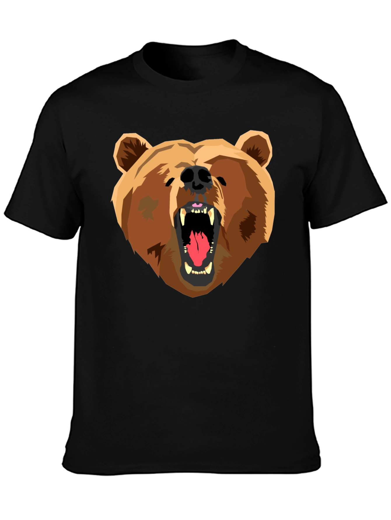 Bear Graphic Print Black T-Shirt
