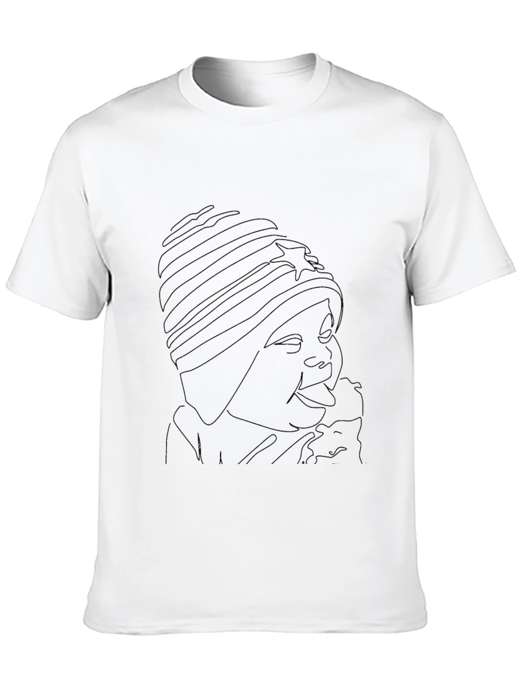 Black Line Art Portrait Tee