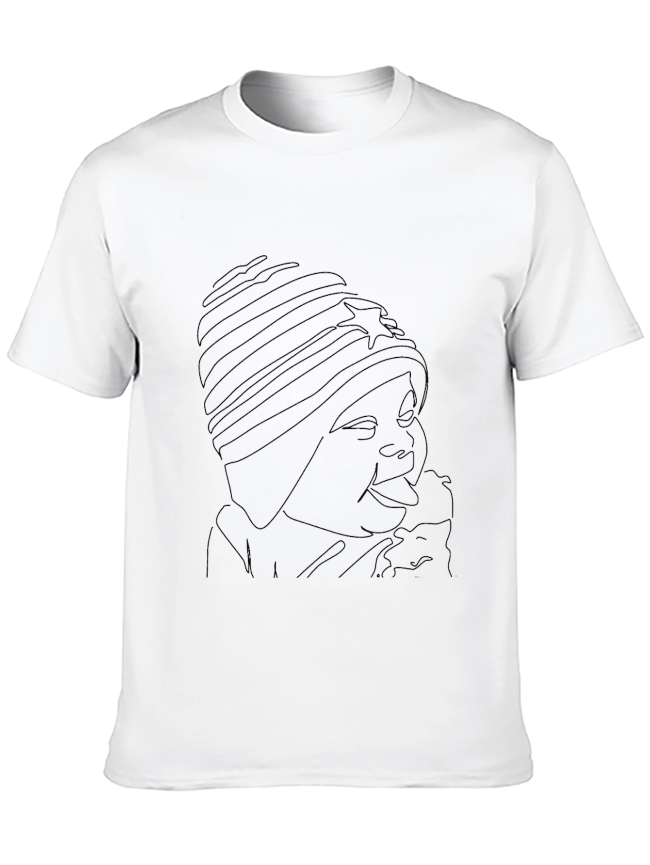 Black Line Art Portrait Tee