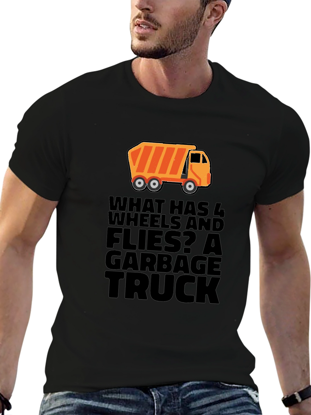 Garbage Truck Riddle Graphic T-Shirt - Black