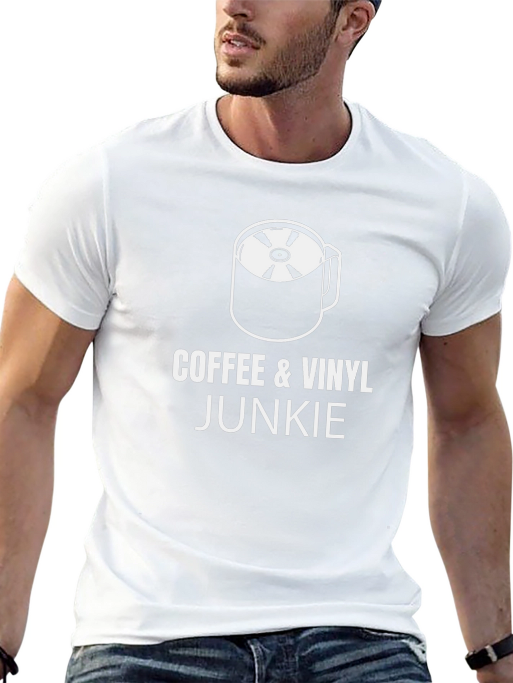 Coffee & Vinyl Junkie Black T-Shirt