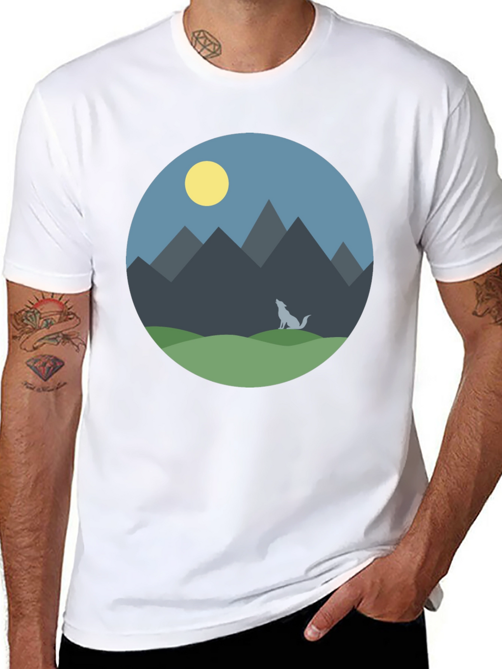 Mountain Wolf Graphic T-Shirt - Black
