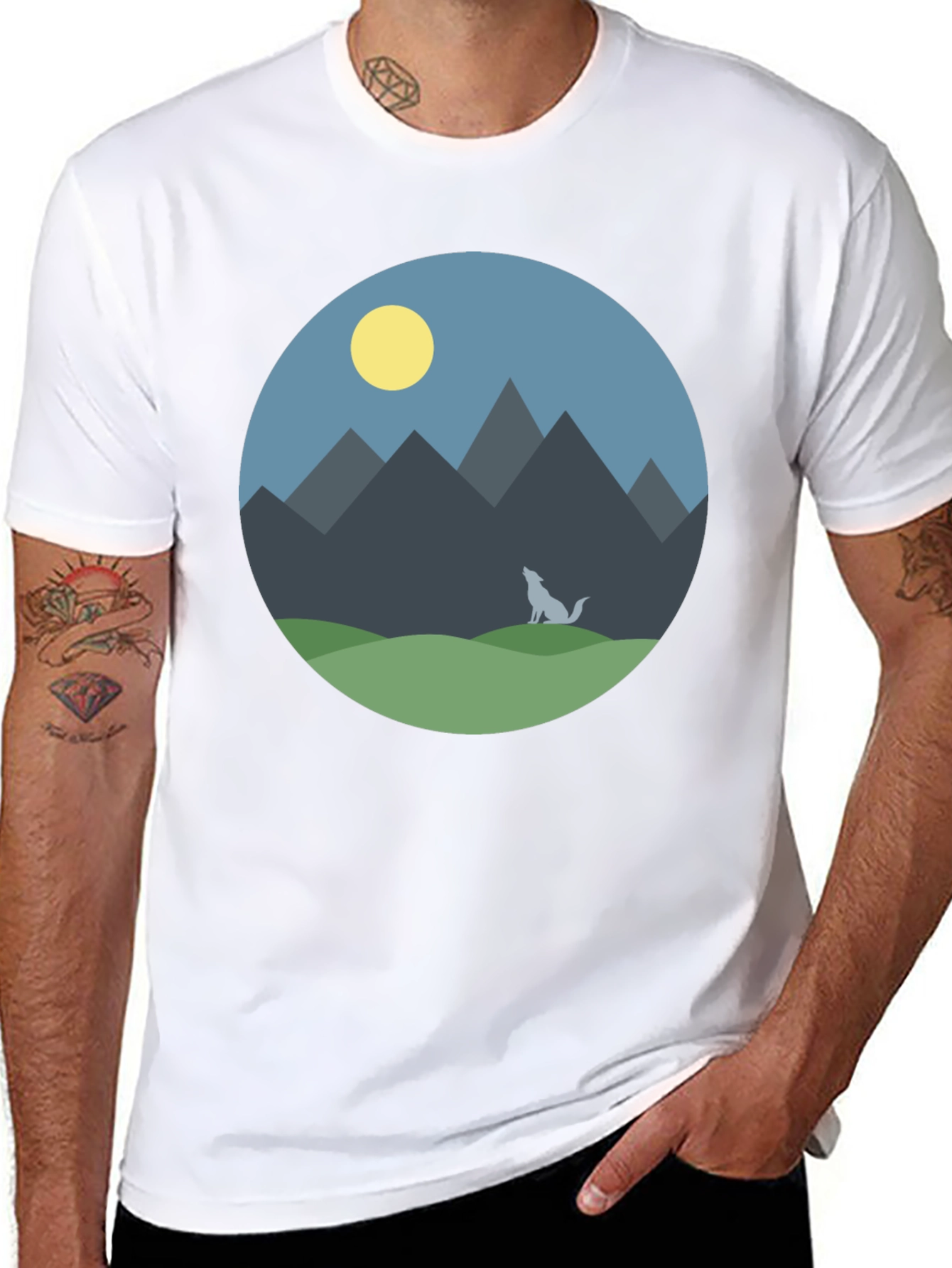 Mountain Wolf Graphic T-Shirt - Black