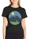 Mountain Wolf Graphic T-Shirt - Black