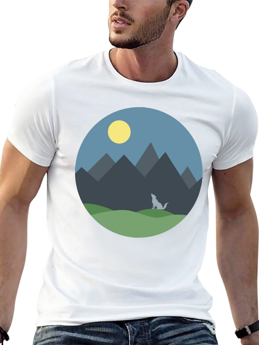 Mountain Wolf Graphic T-Shirt - Black