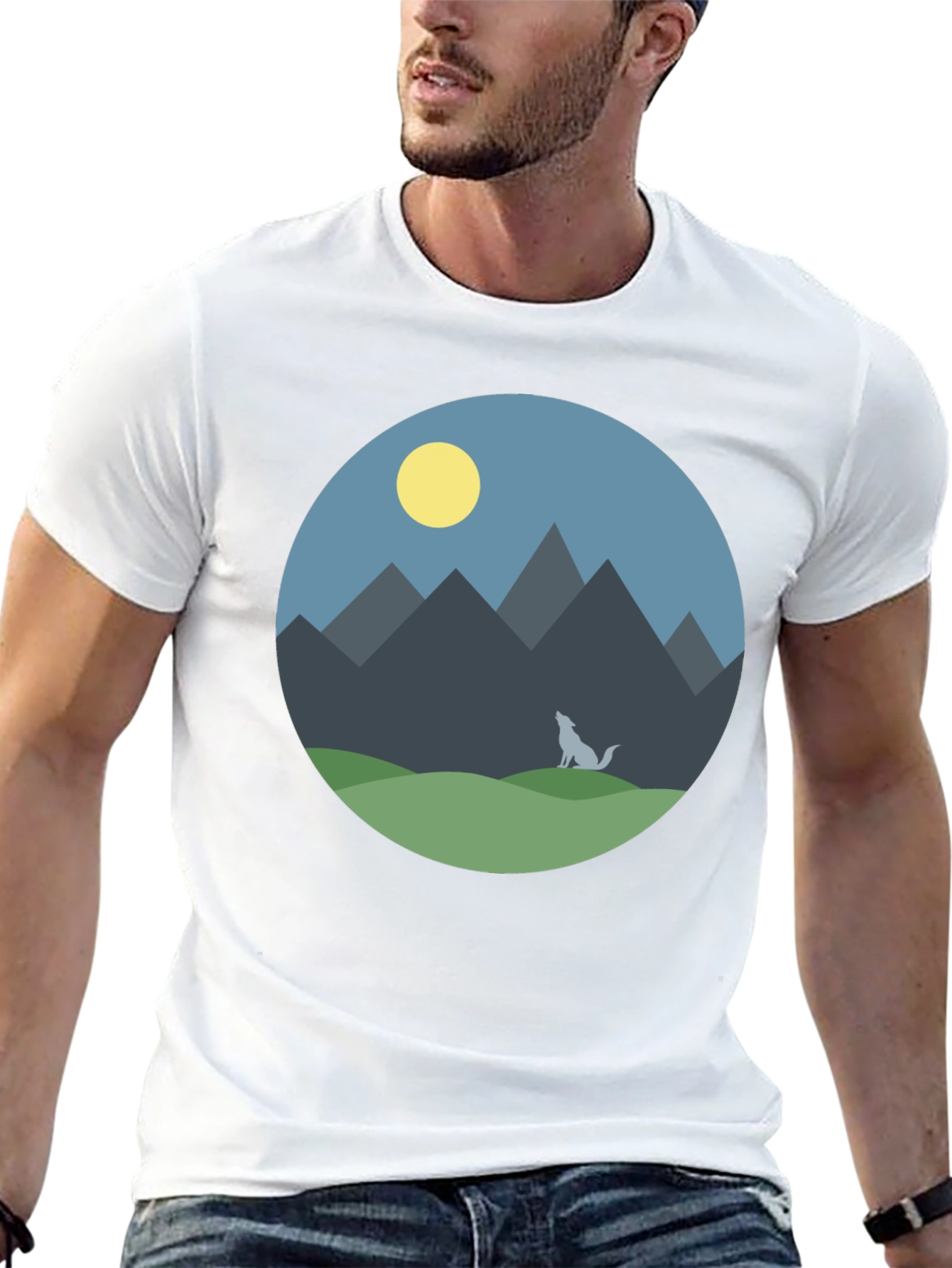 Mountain Wolf Graphic T-Shirt - Black