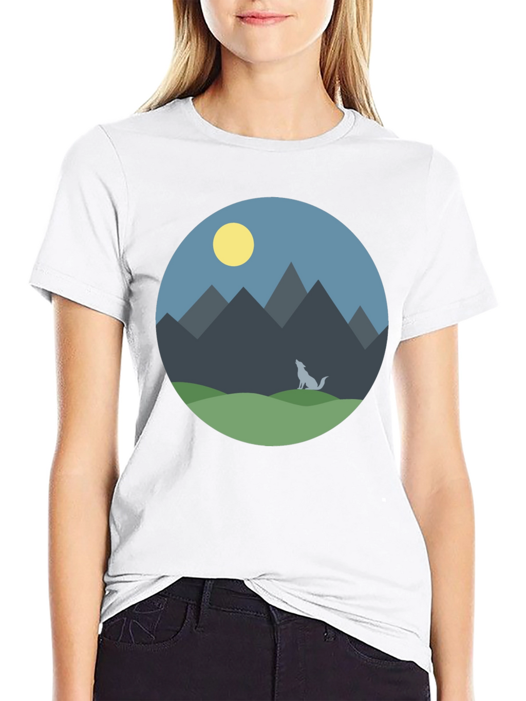 Mountain Wolf Graphic T-Shirt - Black