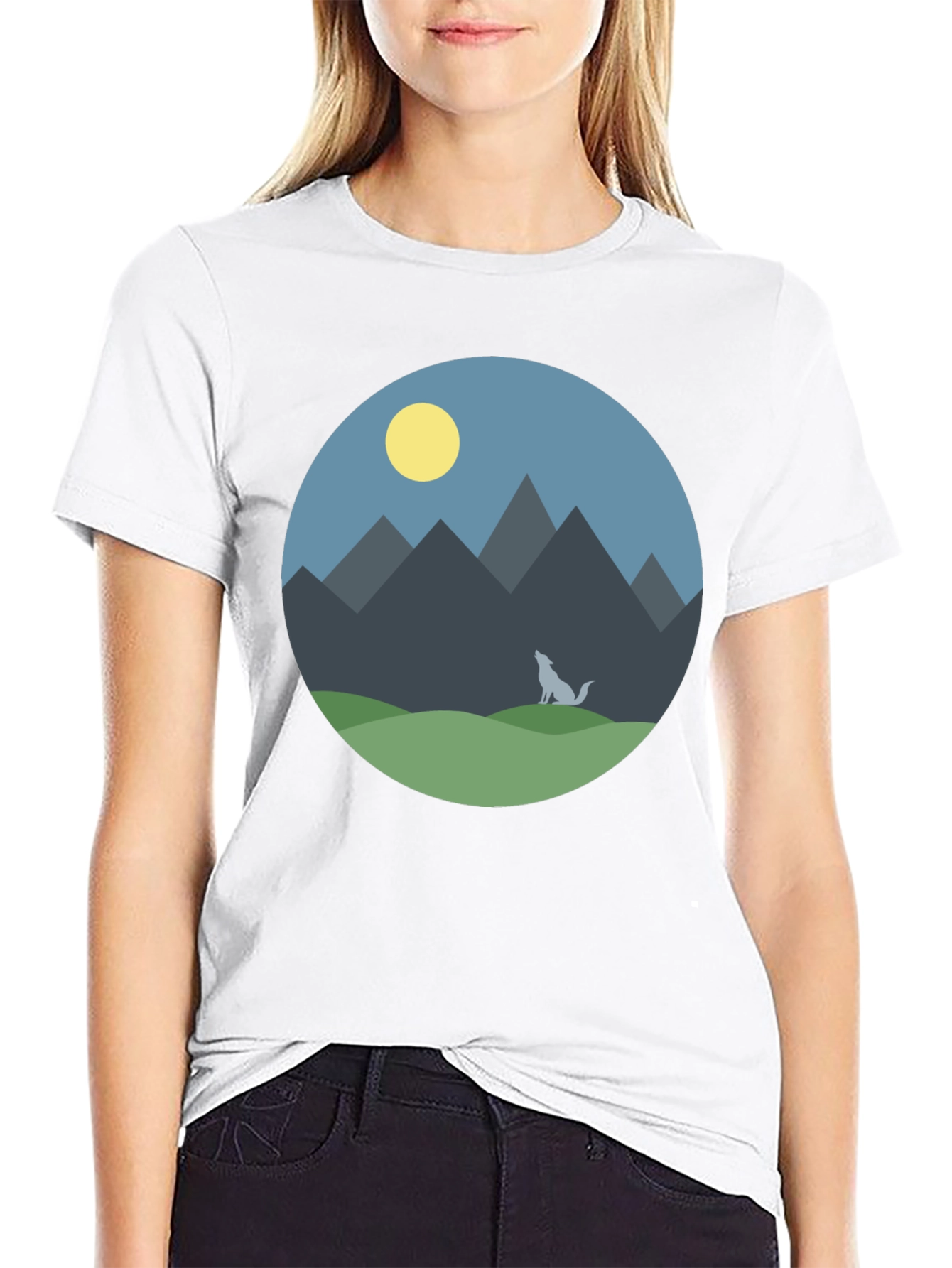 Mountain Wolf Graphic T-Shirt - Black