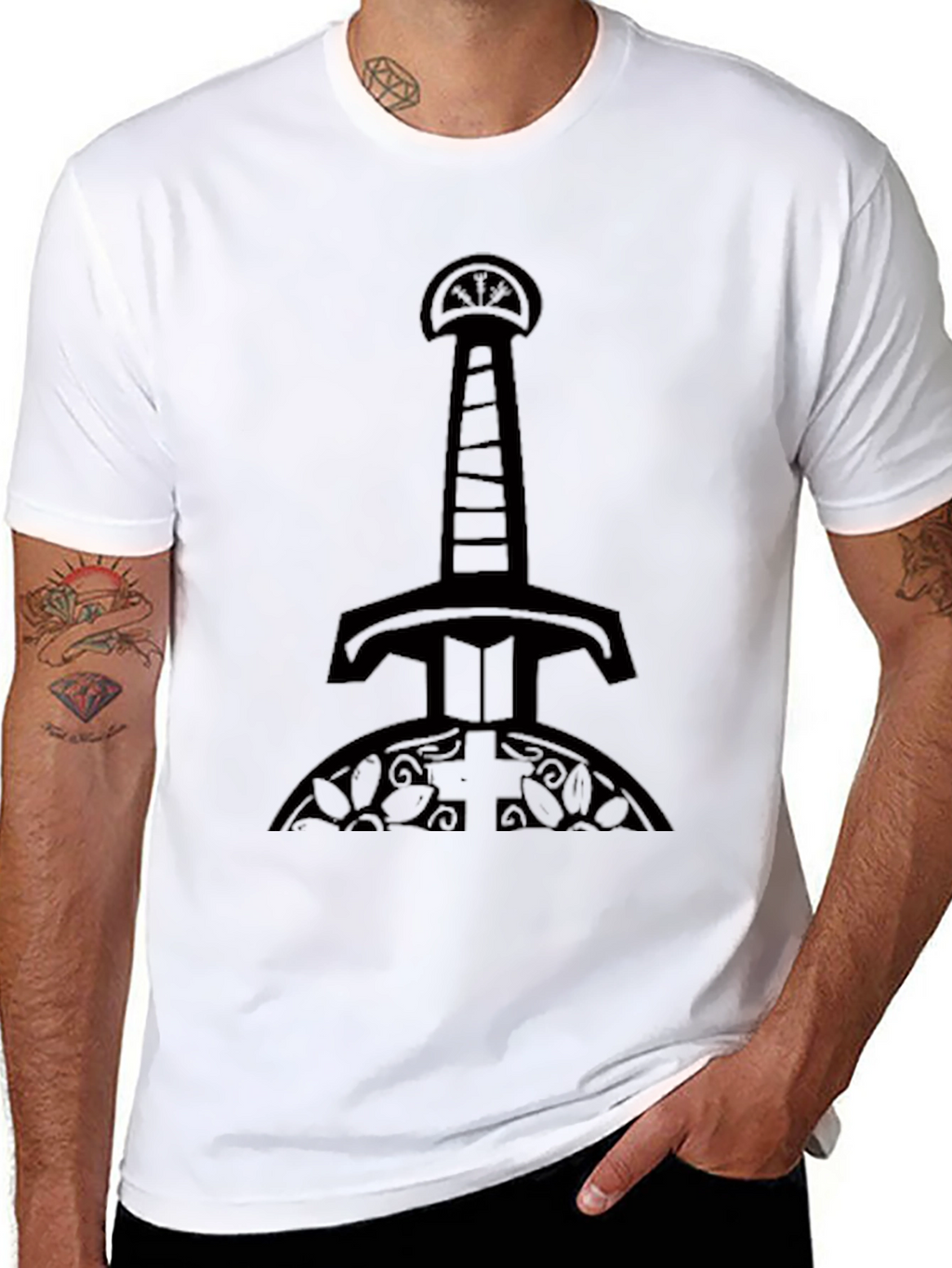 Mens Black Sword Graphic T-Shirt