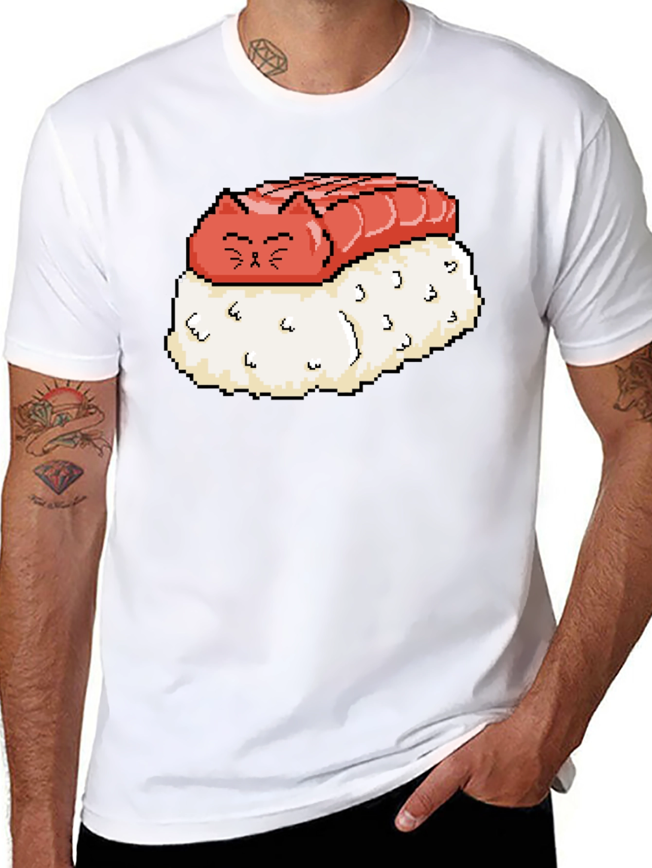 Sushi Cat Pixel Art Graphic Tee