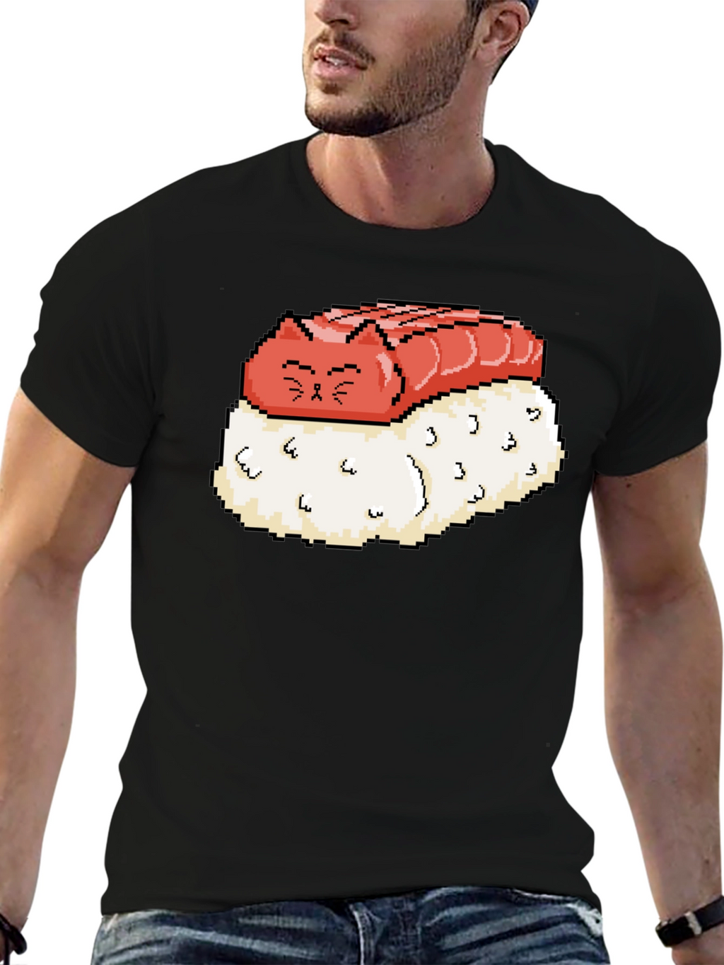 Sushi Cat Pixel Art Graphic Tee