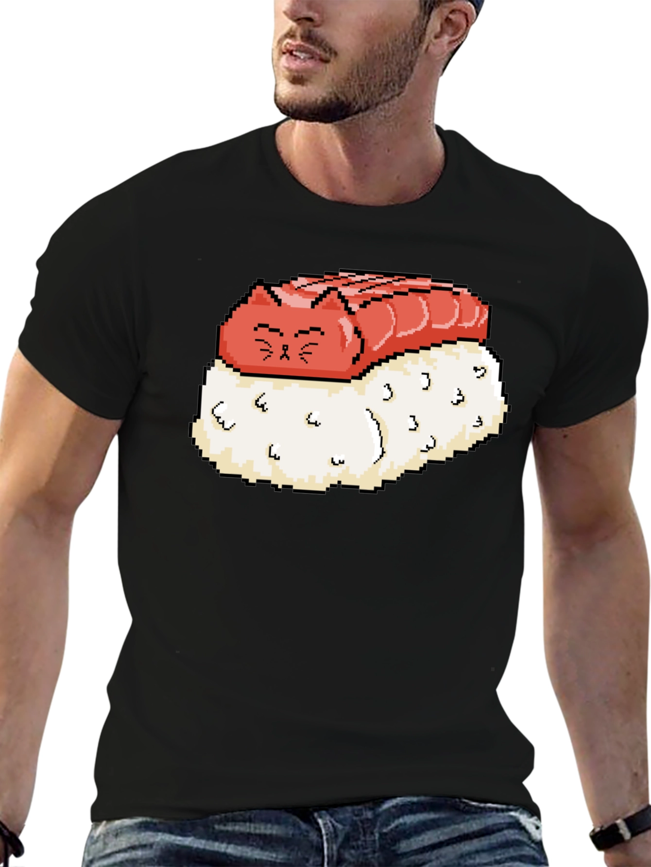 Sushi Cat Pixel Art Graphic Tee