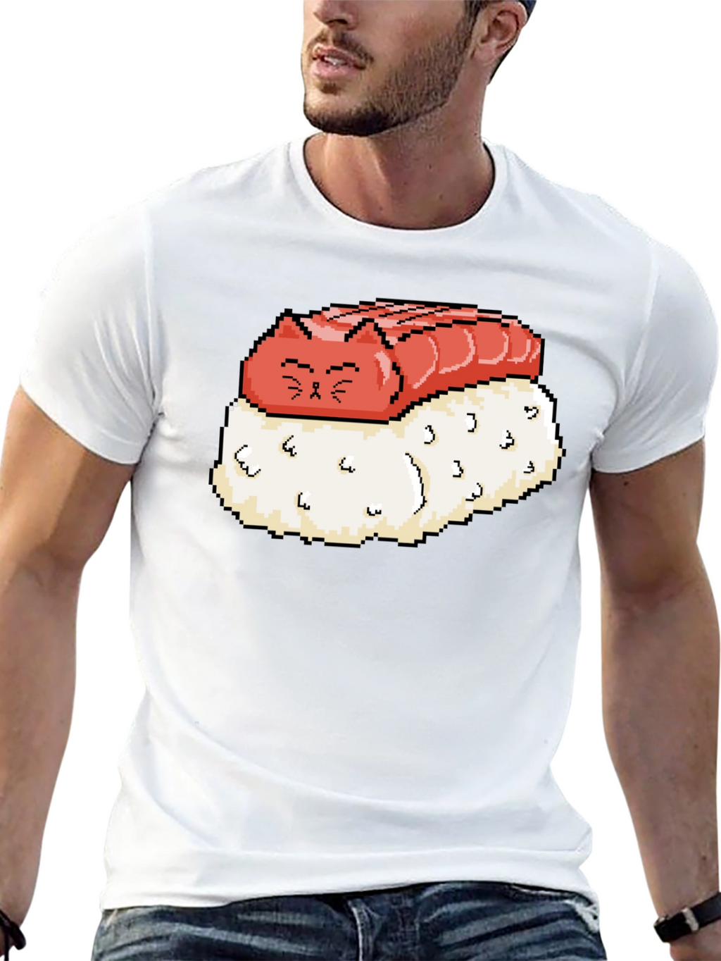 Sushi Cat Pixel Art Graphic Tee