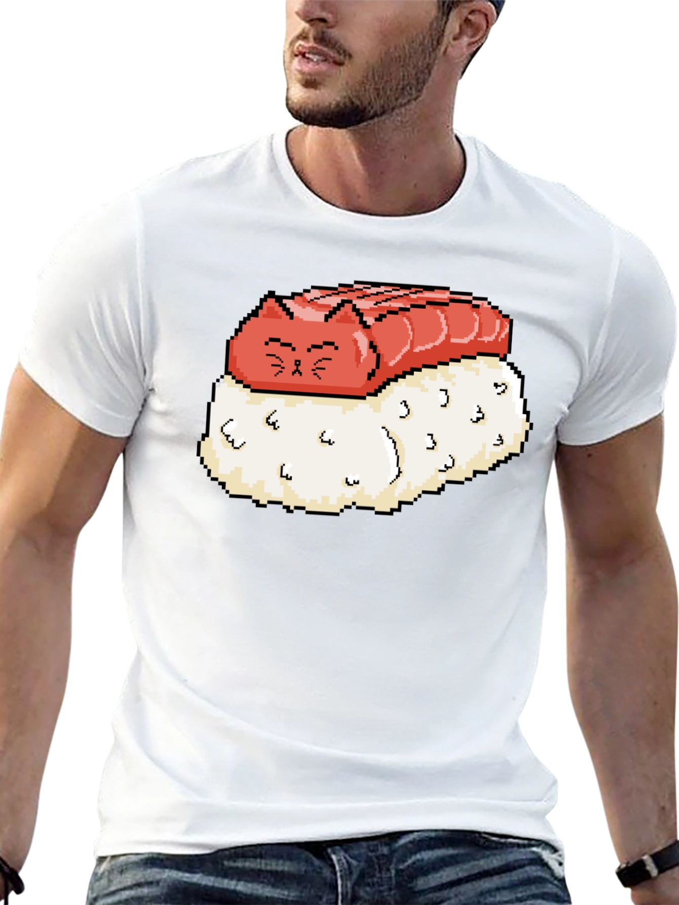 Sushi Cat Pixel Art Graphic Tee