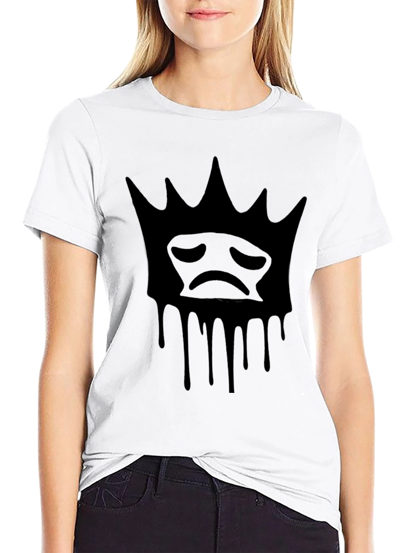 Sad King Dripping Crown T-Shirt - Black