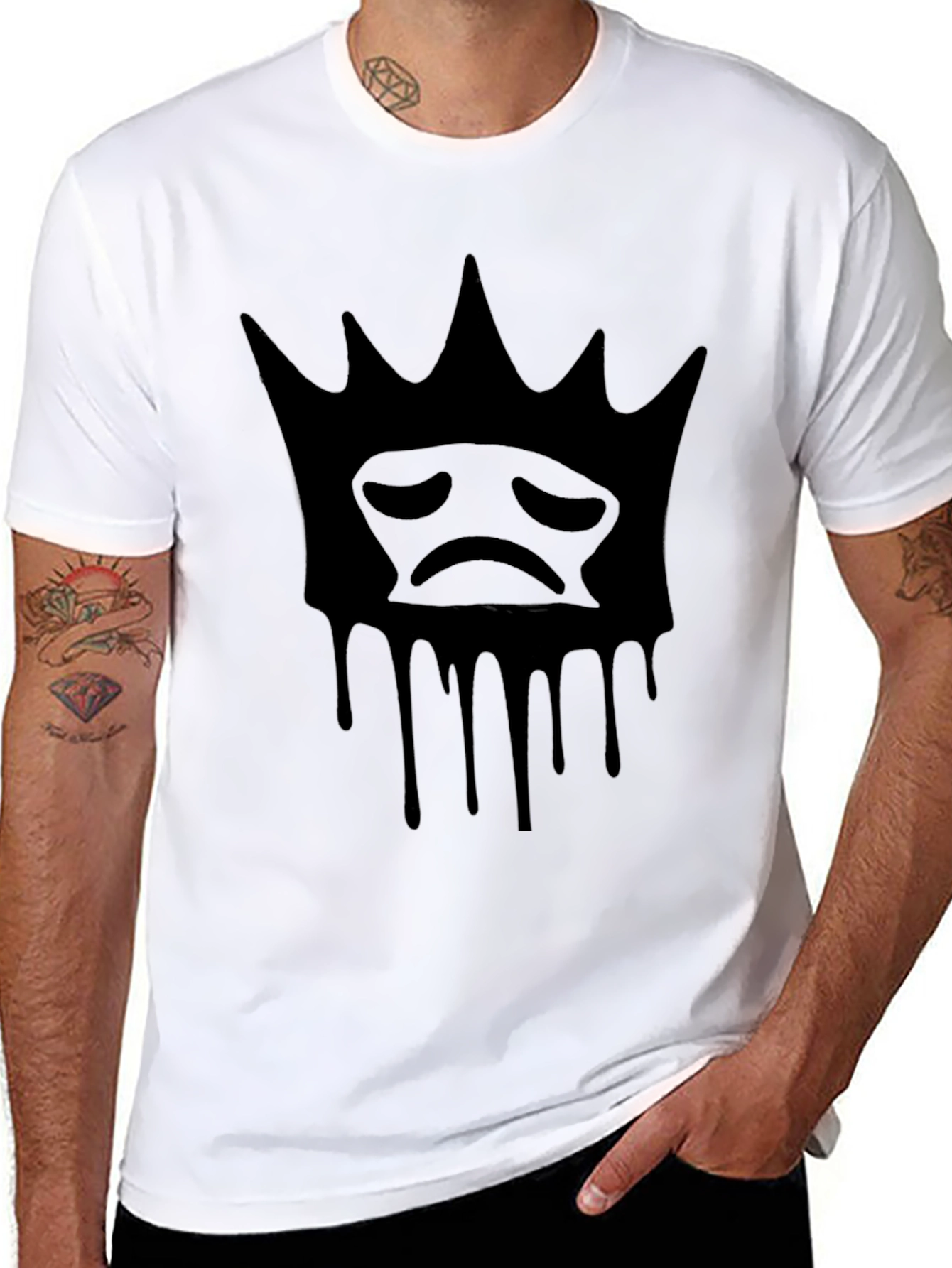 Sad King Dripping Crown T-Shirt - Black