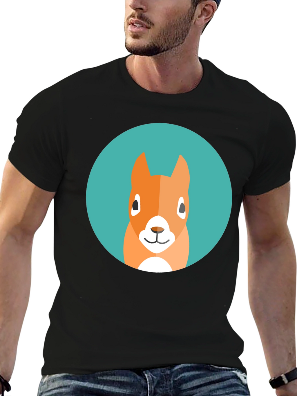 Squirrel Graphic Tee - Casual Black T-Shirt
