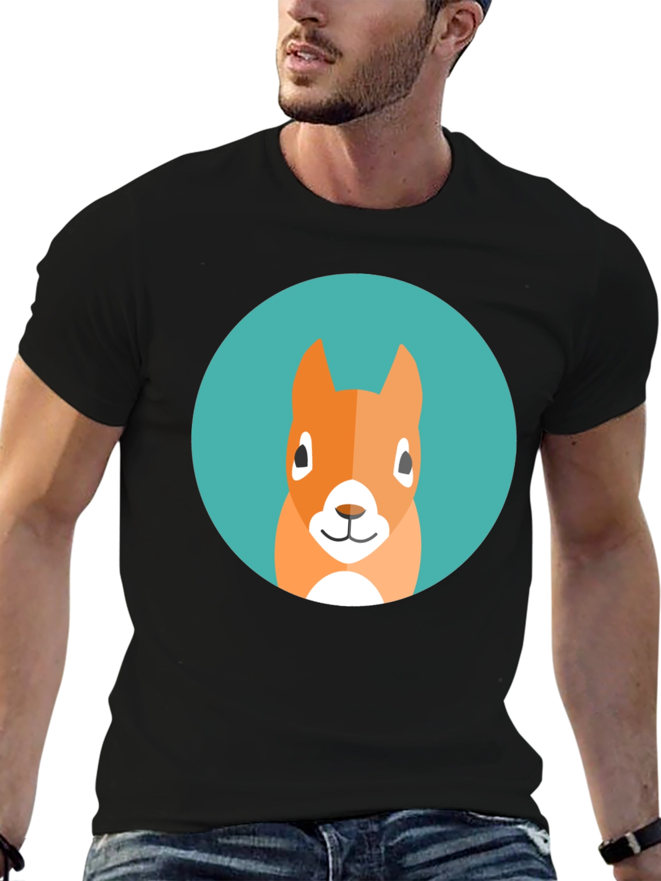 Squirrel Graphic Tee - Casual Black T-Shirt