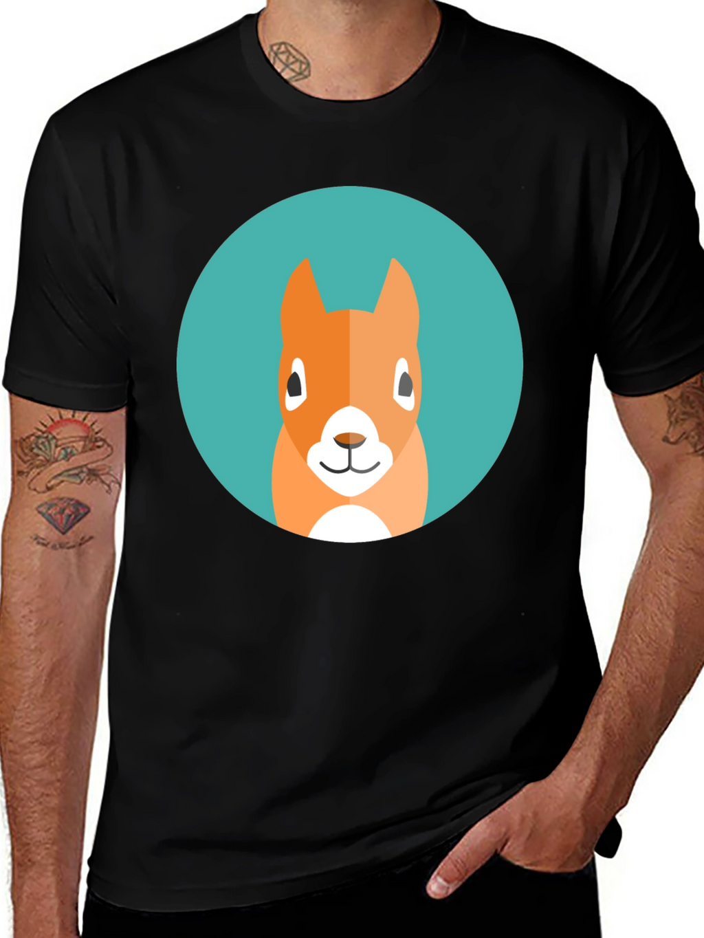 Squirrel Graphic Tee - Casual Black T-Shirt