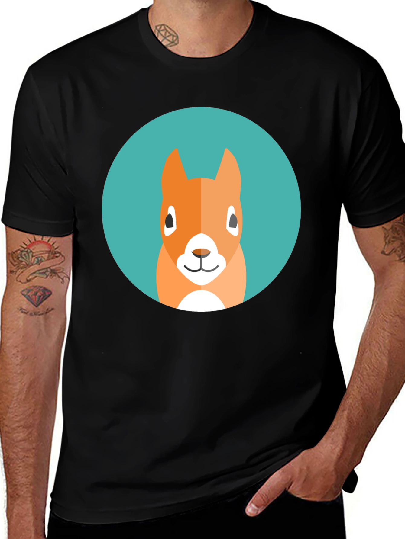 Squirrel Graphic Tee - Casual Black T-Shirt